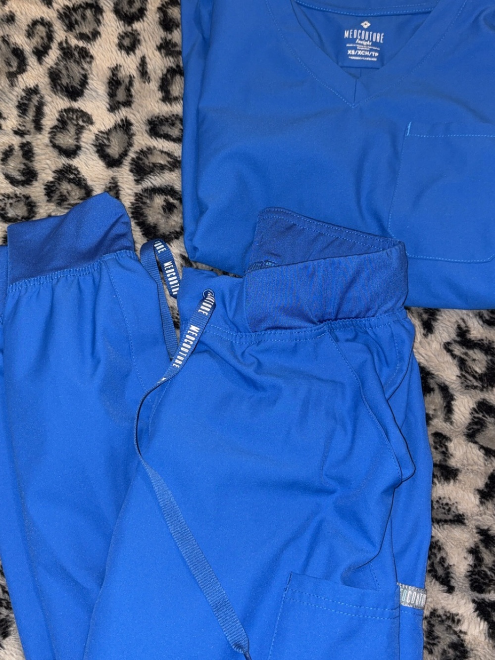 Med Couture Royal Blue Scrub joggers and top